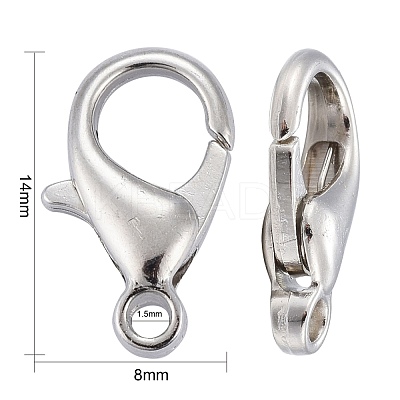 Platinum Plated Alloy Lobster Claw Clasps X-E105-NF-1