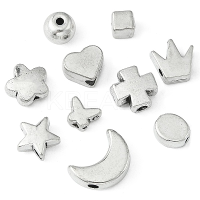 200Pcs 10 Styles Tibetan Style Alloy Beads TIBEB-CJ0001-25-1