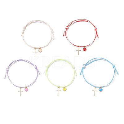 5Pcs Adjustable Waxed Polyester Cord Bracelets BJEW-JB11789-1