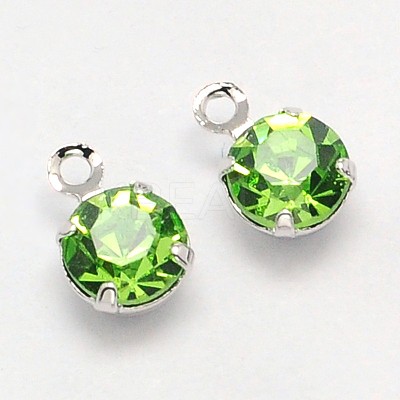 Flat Round Brass Micro Pave Cubic Zirconia Charms ZIRC-F017A-10-1