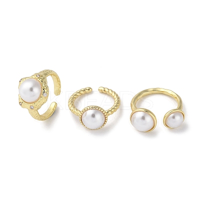 Rack Plating Brass Micro Pave Cubic Zirconia Open Ring RJEW-K247-05G-1