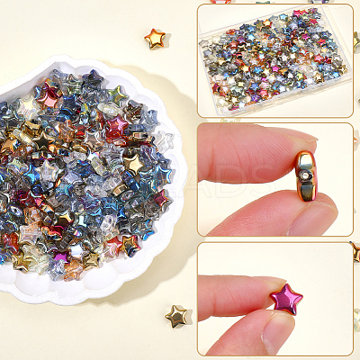 300Pcs 15 Colors Electroplate Transparent Glass Beads GLAA-PA0001-18-1