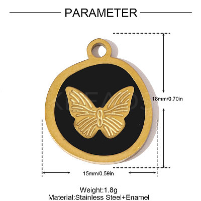 304 Stainless Steel Enamel Pendants STAS-OY006-23G-1