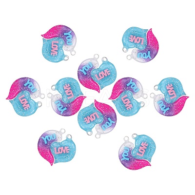 10 Sets Gradient Color Opaque Resin Pendants RESI-SZ0001-91D-1