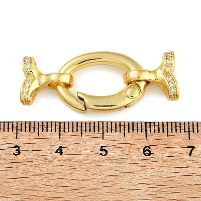 Rack Plating Brass Micro Pave Clear Cubic Zirconia Fold Over Clasps KK-A234-003G-01-1