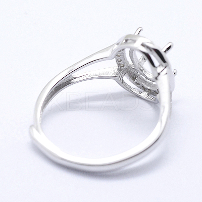 Anti-Tarnish Rhodium Plated 925 Sterling Silver Finger Ring Components STER-G027-13P-1