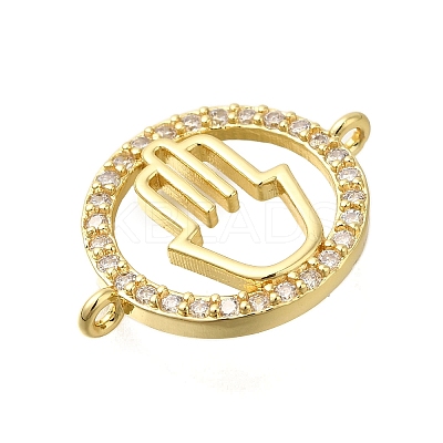 Rack Plating Brass Clear Cubic Zirconia Hollow Connector Charms KK-M079-07G-1