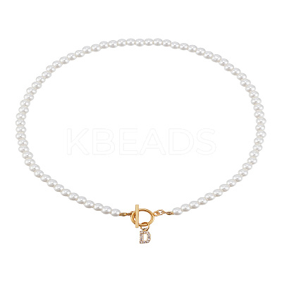 1Pc Brass Clear Cubic Zirconia Letter Pendant Necklaces NJEW-LP0001-32D-1