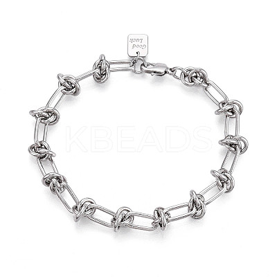 Brass Paperclip Chain Bracelets for Women BJEW-N032-02P-1