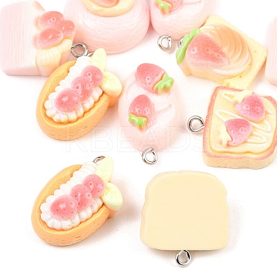Strawberry Opaque Resin Imitation Food Pendants RESI-P049-04P-M-1
