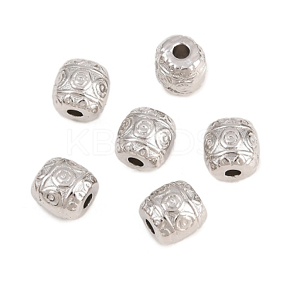 Tibetan Style Alloy Barrel Beads TIBEB-5178-P-RS-1
