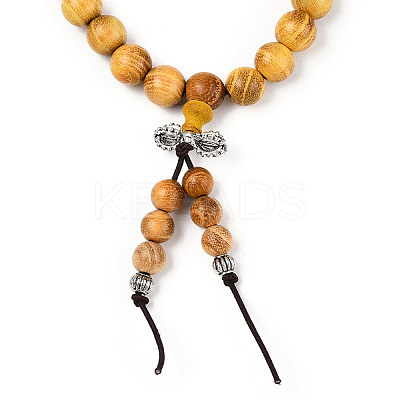Wrap Style Buddhist Jewelry Bocote Round Beaded Bracelets or Necklaces BJEW-R281-34-1