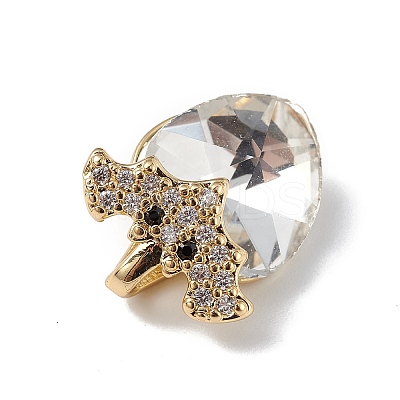 Real 18K Gold Plated Rack Plating Brass Micro Pave Clear Cubic Zirconia Pendants KK-C015-10G-03-1