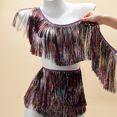 10M Polyester Fringe Ribbon with PET Tassels Trimming SRIB-WH0011-191-1