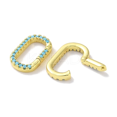 Rack Plated Brass Micro Pave Cubic Zirconia Clasps KK-Z039-06A-G-1