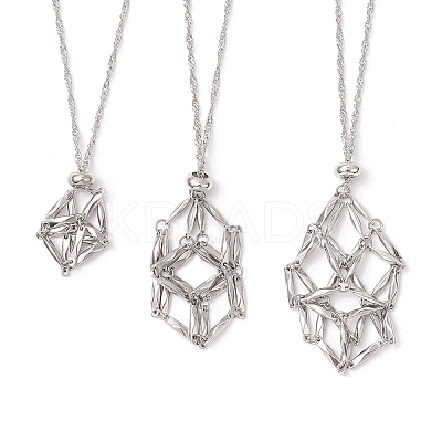 3Pcs 3 Sizes 304 Stainless Steel Macrame Pouch Empty Stone Holder Necklace Making NJEW-JN05239-1