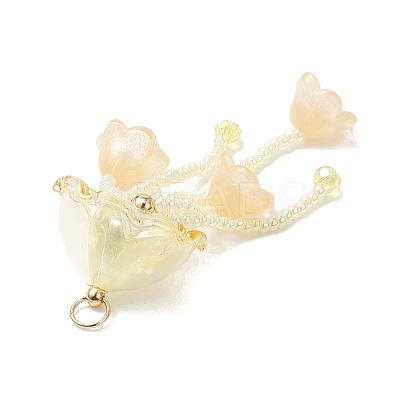 Glass Seed Beaded Jellyfish Big Pendants PALLOY-MZ01166-01-1