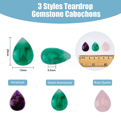 12Pcs 3 Styles Natural Mixed Stone Cabochons G-DC0001-15-1