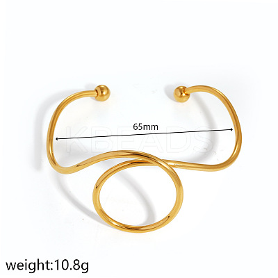 304 Stainless Steel Spiral Geometric Upper Arm Cuff Bangles for Women WG66983-01-1