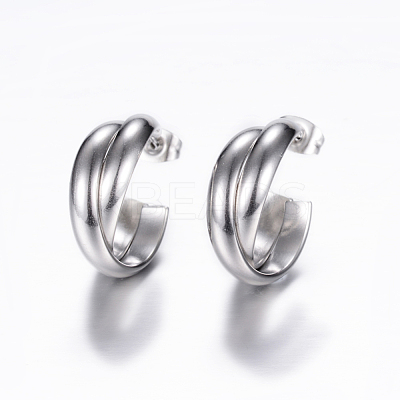 Tarnish Resistant 304 Stainless Steel Stud Earrings X-EJEW-P090-01P-1