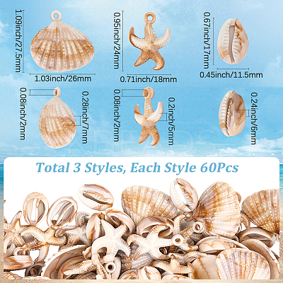 180Pcs 3 Style Ocean Theme Opaque Acrylic Pendants OACR-SP0001-54-1