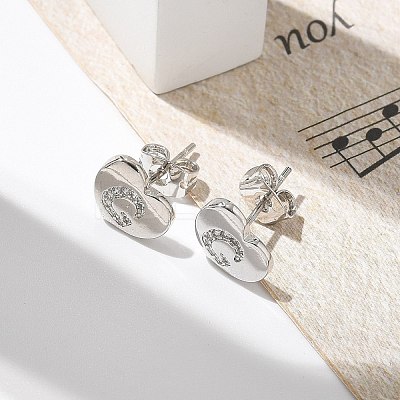 Rack Plating Brass Micro Pave Clear Cubic Zirconia Stud Earrings EJEW-K299-01P-G-1