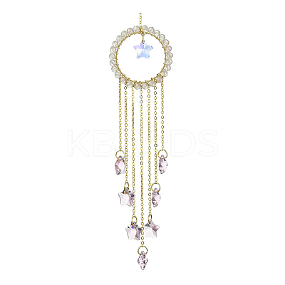 Glass Star Pendant Decorations HJEW-JM01113-02-1