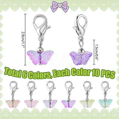 60Pcs 6 Colors Glass Pendant HJEW-PH01915-1