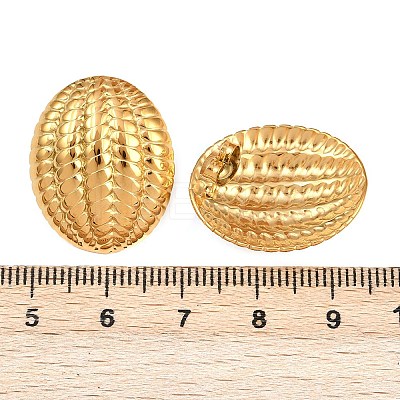 304 Stainless Steel Textured Oval Stud Earrings EJEW-I320-21G-04-1