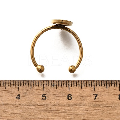 304 Stainless Steel Open Cuff Ring Components STAS-M057-01F-G-1