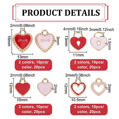 80Pcs 8 Styles Alloy Enamel Pendants ENAM-NB0002-21-1