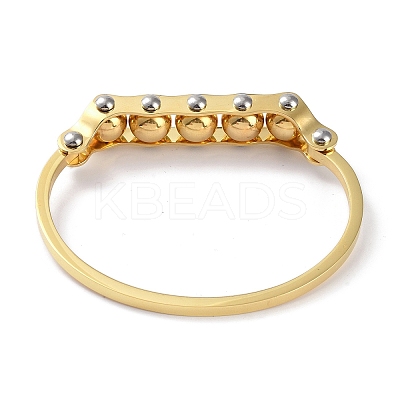 PVD Vacuum Plating Round Beaded 304 Stainless Steel Bangles BJEW-G700-08G-1