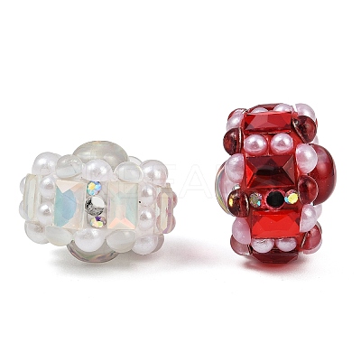 Inlay Glass Polymer Clay Rhinestone Rondelle Beads CLAY-A004-02-1