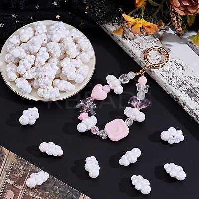 50Pcs UV Plating Iridescent Acrylic Bead OACR-GO0001-02-1