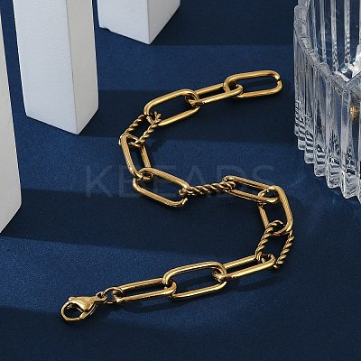 304 Stainless Steel Paperclip Chain Bracelets X-BJEW-F412-02G-1