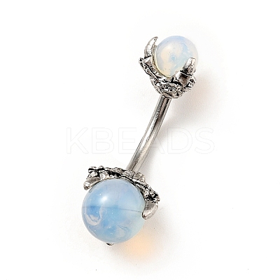 Opalite Beaded Curved Barbell LS-AJEW-G042-04P-1