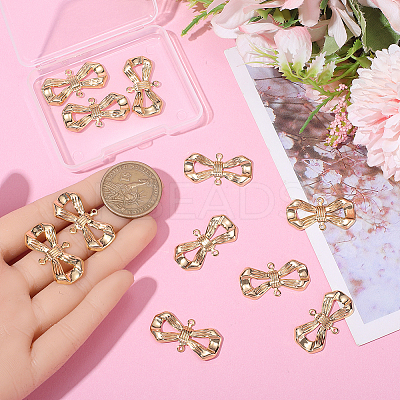 14Pcs Brass Bowknot Connector Charms KK-BBC0021-74-1