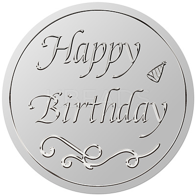 Round Plastic Silver Foil Embossed Picture Stickers DIY-WH20008-003-1