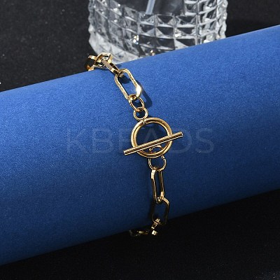 Ion Plating(IP) 304 Stainless Steel Paperclip Chain Bracelets BJEW-O186-03G-1