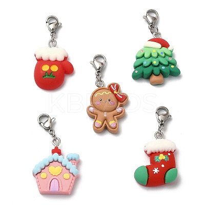 Christmas Theme Resin Pendant Decoration HJEW-JM01133-1
