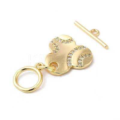 Brass Micro Pave Clear Cubic Zirconia Toggle Clasps KK-P234-90G-1
