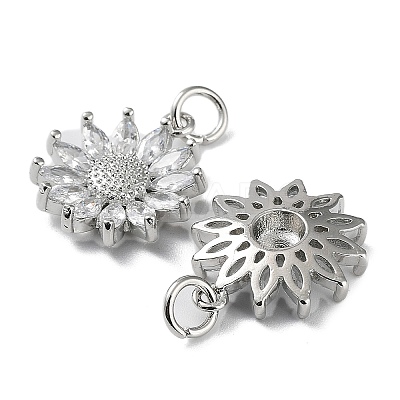 Rack Plating Brass Clear Cubic Zirconia Pendants KK-B078-01P-1