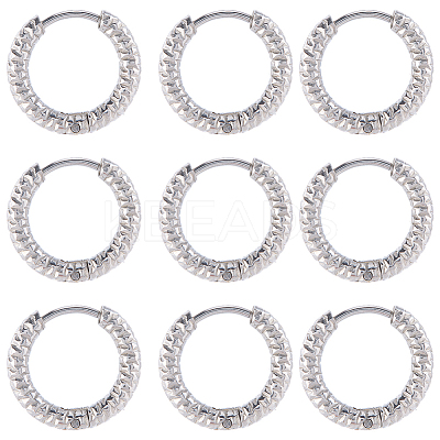 24Pcs 303 Stainless Steel Textured Hoop Earrings for Women EJEW-SC0001-78-1