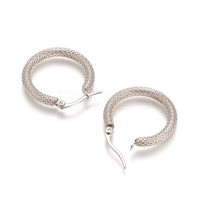Tarnish Resistant 201 Stainless Steel Geometric Hoop Earrings STAS-D171-12B-P-1