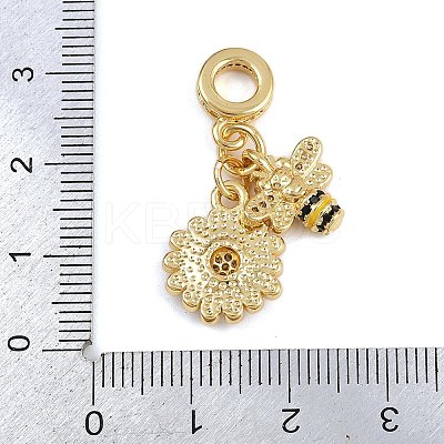Brass Micro Pave Clear Cubic Zirconia European Dangle Charms KK-N271-36G-1