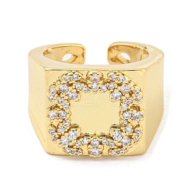 Square Clear Cubic Zirconia Open Cuff Ring RJEW-L121-037G-1