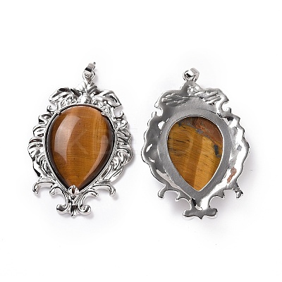 Natural Tiger Eye Big Pendants G-P496-01P-20-1