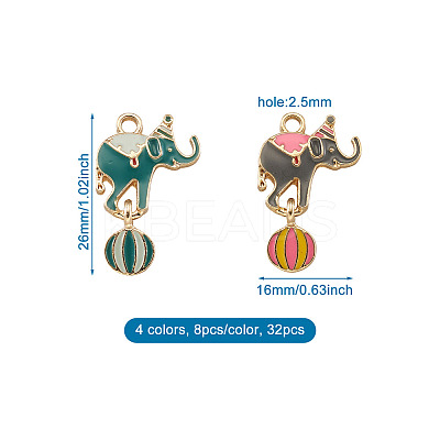 32Pcs 4 Colors Zinc Alloy Enamel Pendants ENAM-TA0001-25-1