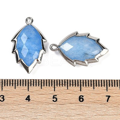 Dyed Natural Jade Faceted Leaf Pendants G-I375-04P-17-1