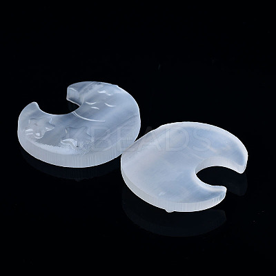 Crescent Moon with Star Natural Selenite Figurines DJEW-PW0021-06-1